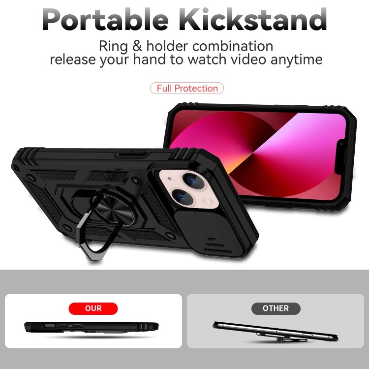 Cover med kamerabeskyttelse og ringholder til iPhone 13 mini
