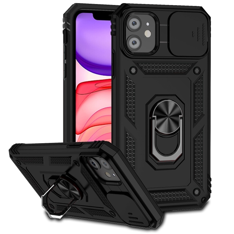 Cover med kamerabeskyttelse og ringholder til iPhone 11