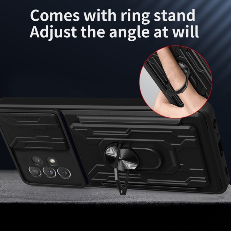 Cover med kamerabeskyttelse og skjult kortrum til Samsung Galaxy A53 5G