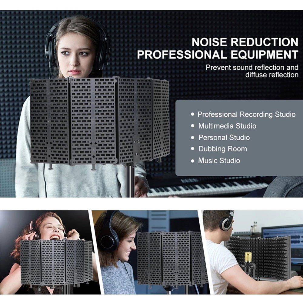 Foldbar lydisolering til studiomikrofon - 5 paneler