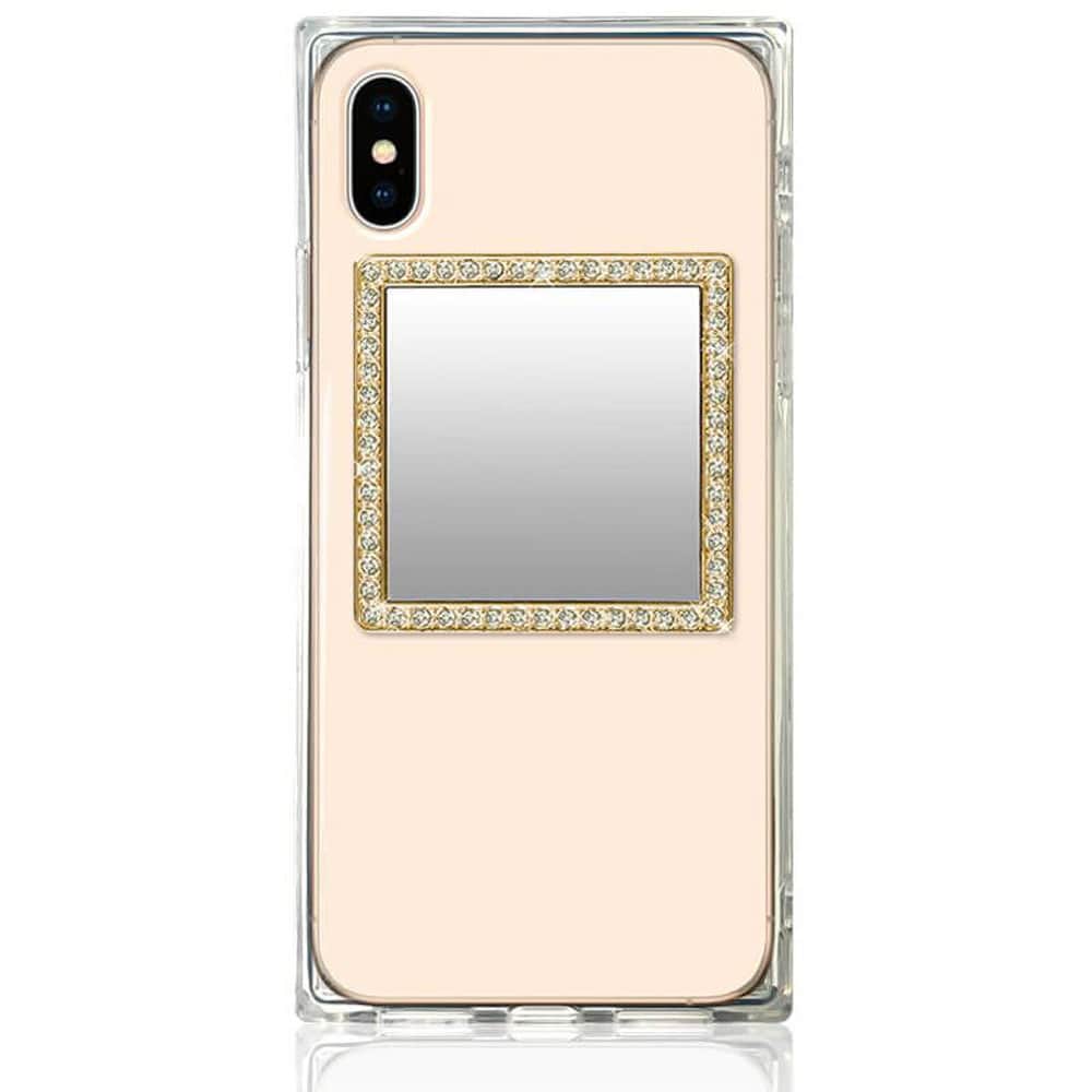 iDecoz Spejl til mobilcover - Guldfarvet med krystaller