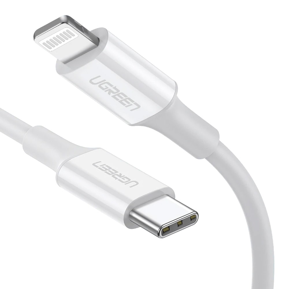 USB type-C til Lightning-kabel MFI 2 m Hvid