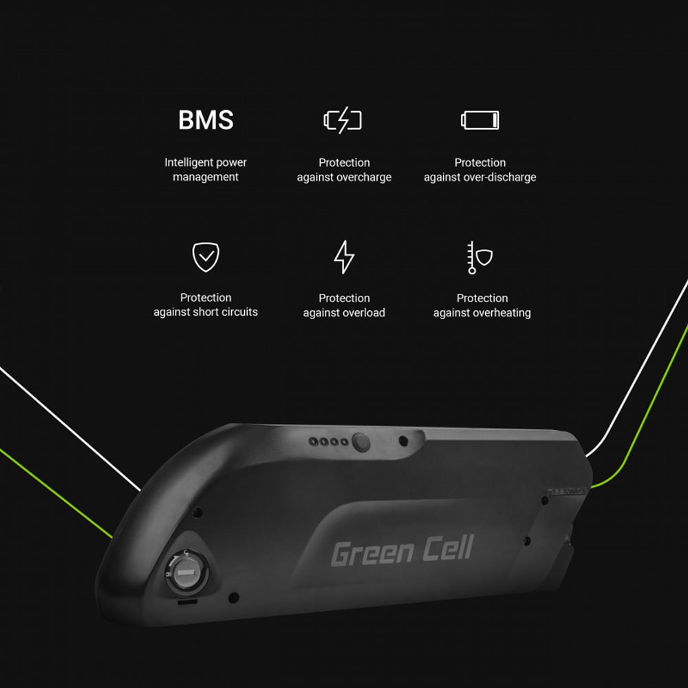 Green Cell elcykelbatteri 36V 15.6Ah med lader