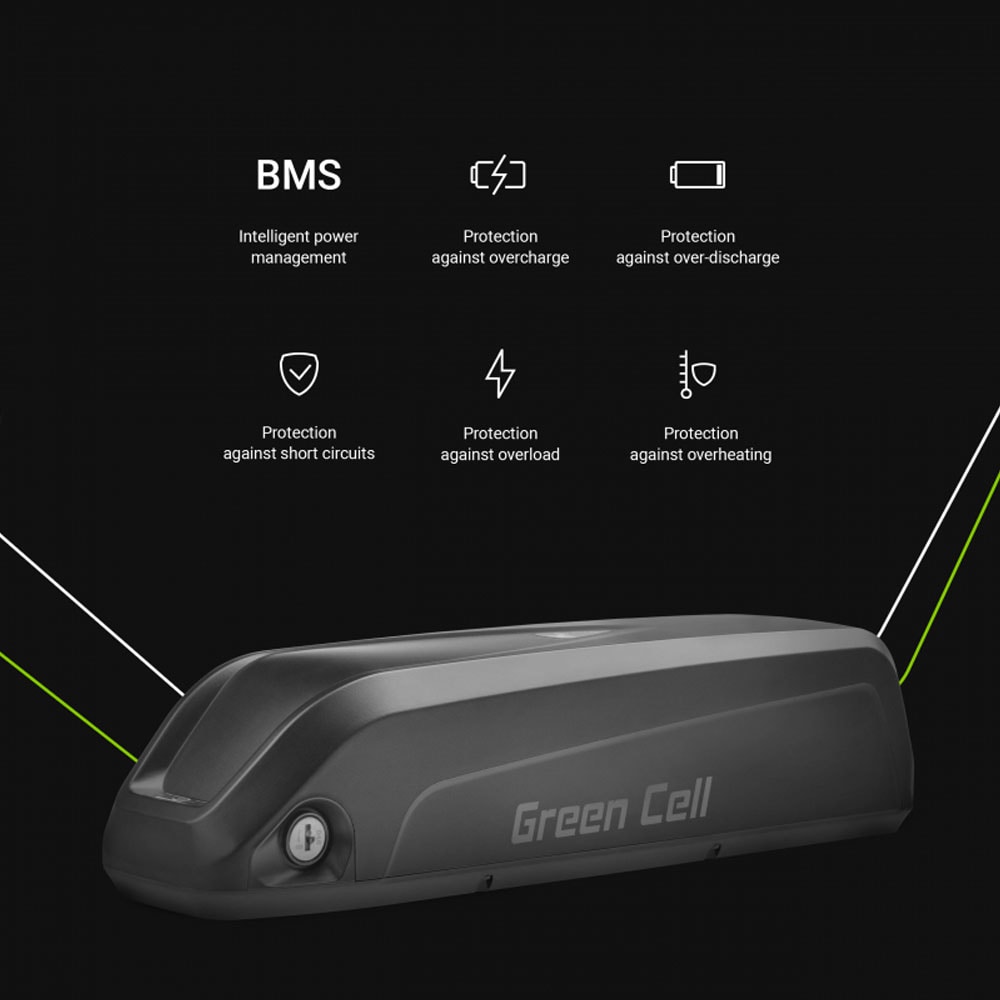 Green Cell elcykelbatteri 36V 13Ah med lader