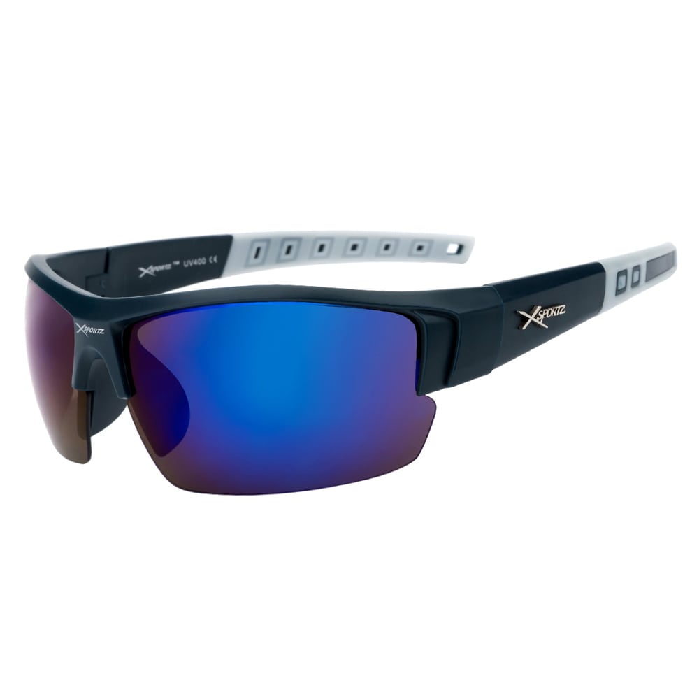 Sportssolbriller XS8003 Sort/hvid med Blå linse