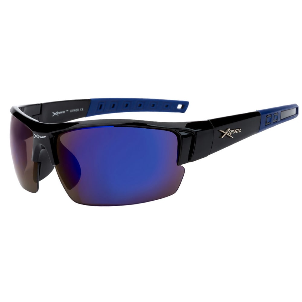 Sportssolbriller XS8003 Sort/blå med Blå linse