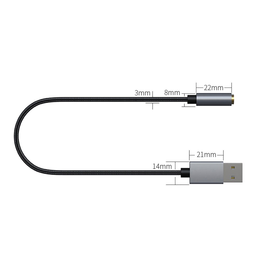 USB-A til AUX-kabel 3,5 mm 30 cm