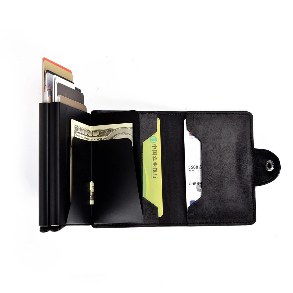 RFID-Tegnebog med Pop-up og kunstlæder - sort