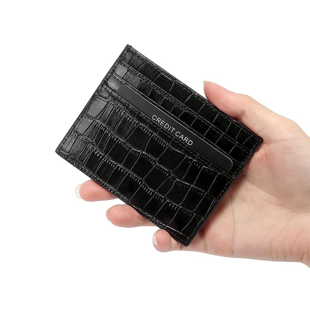 RFID-Tegnebog med Pop-up og krokodillemønster- sort