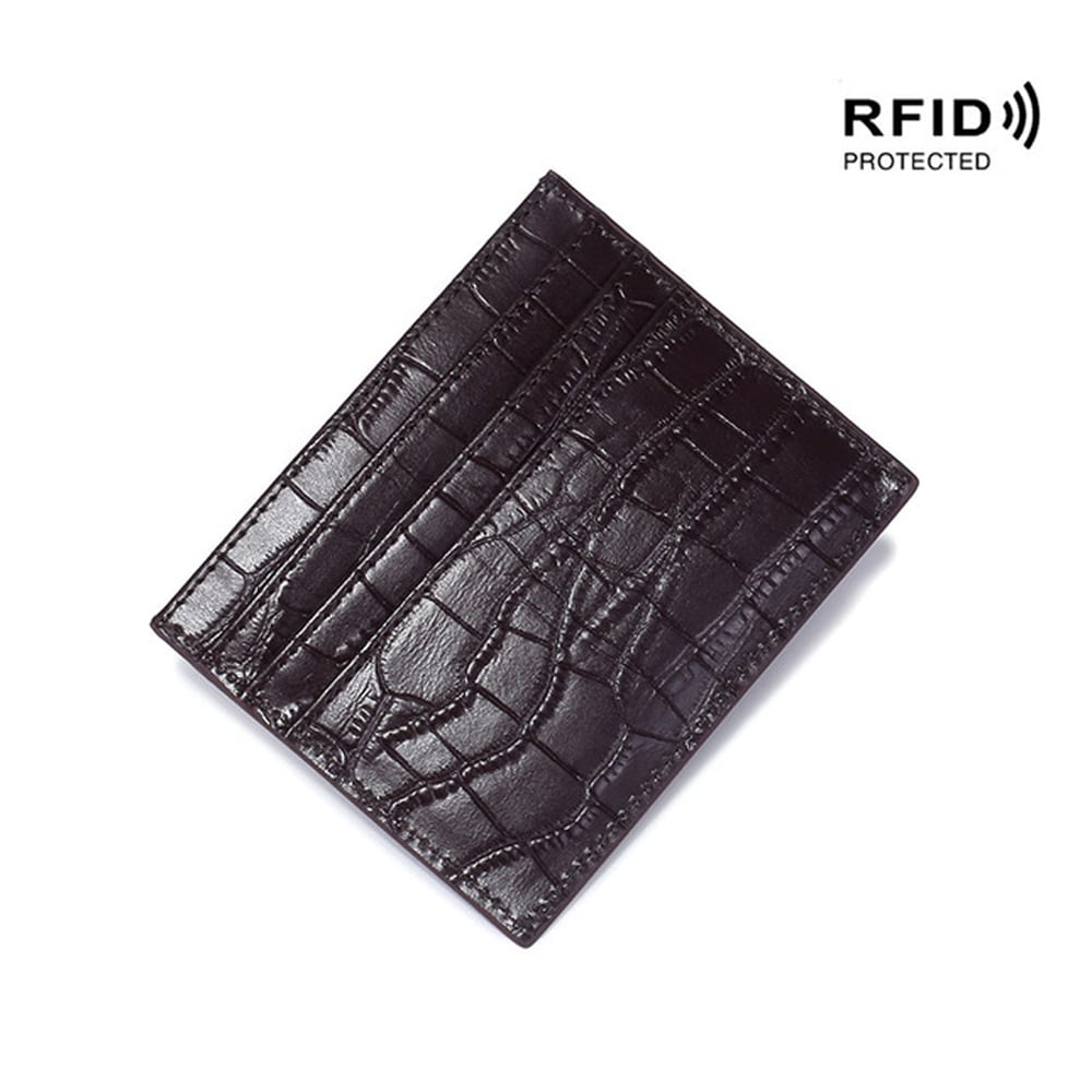 RFID-Tegnebog med Pop-up og krokodillemønster- mørklilla