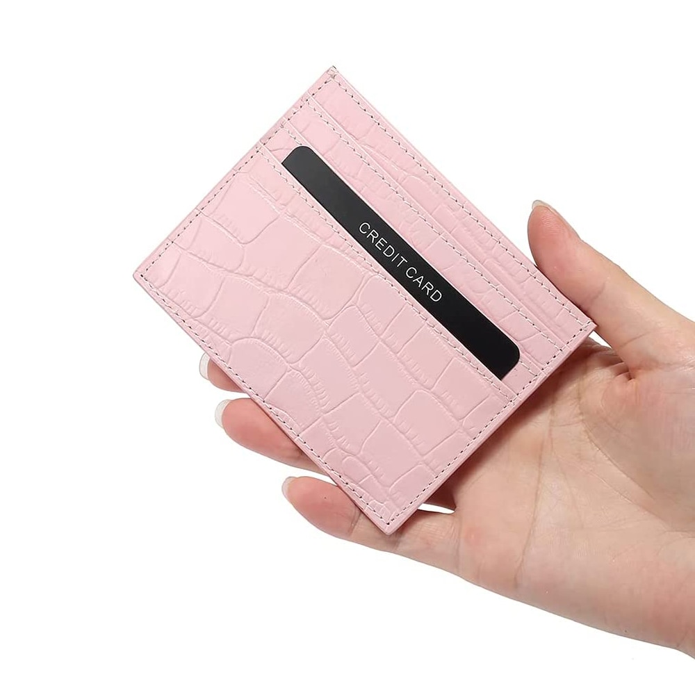 RFID-Tegnebog med Pop-up og krokodillemønster- rosa