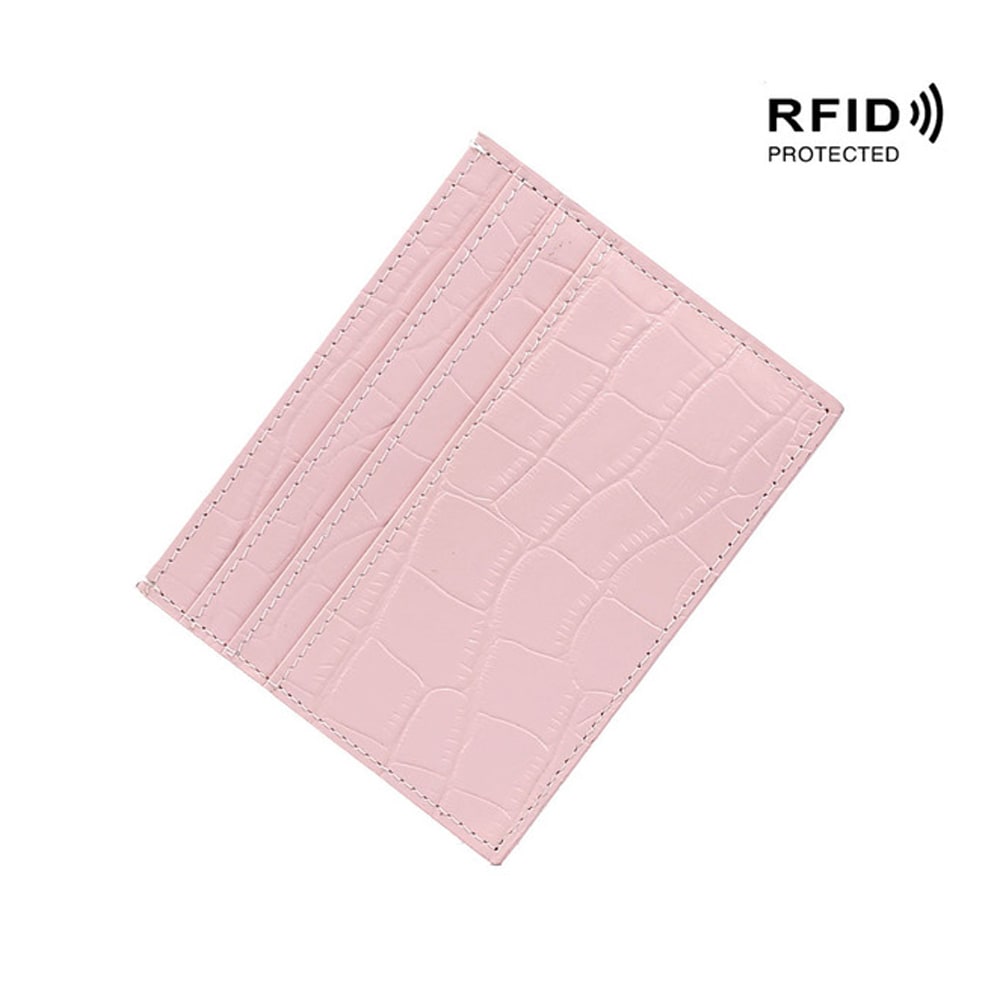 RFID-Tegnebog med Pop-up og krokodillemønster- rosa