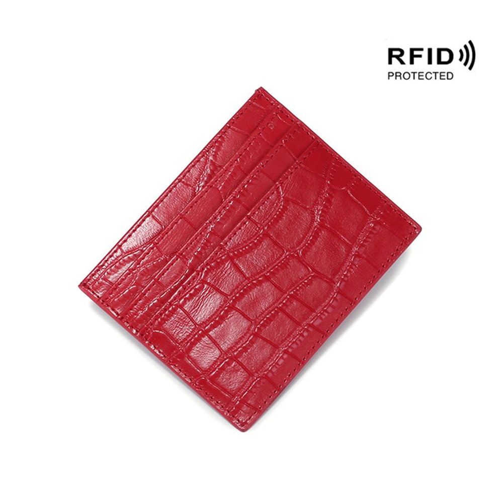 RFID-Tegnebog med Pop-up og krokodillemønster- rød