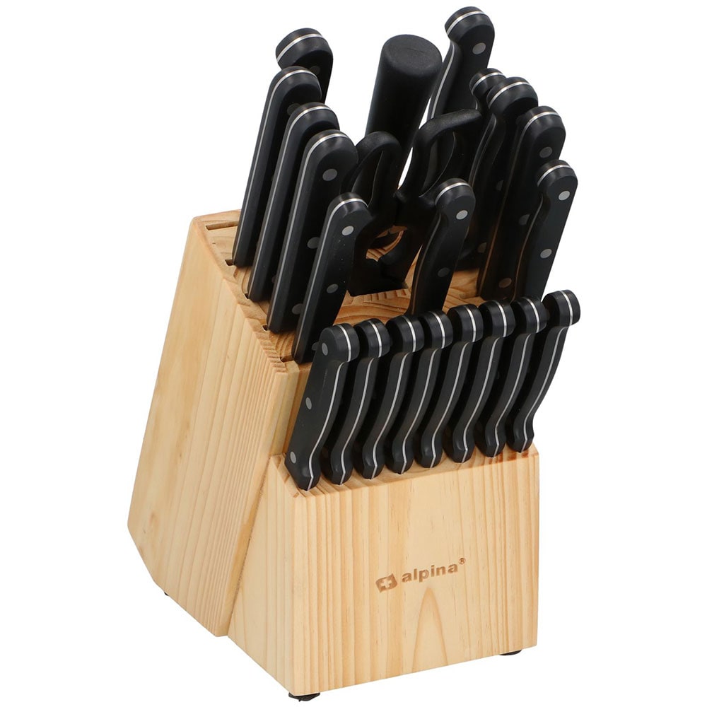 Alpina Knivsæt med 22 knive og træblok
