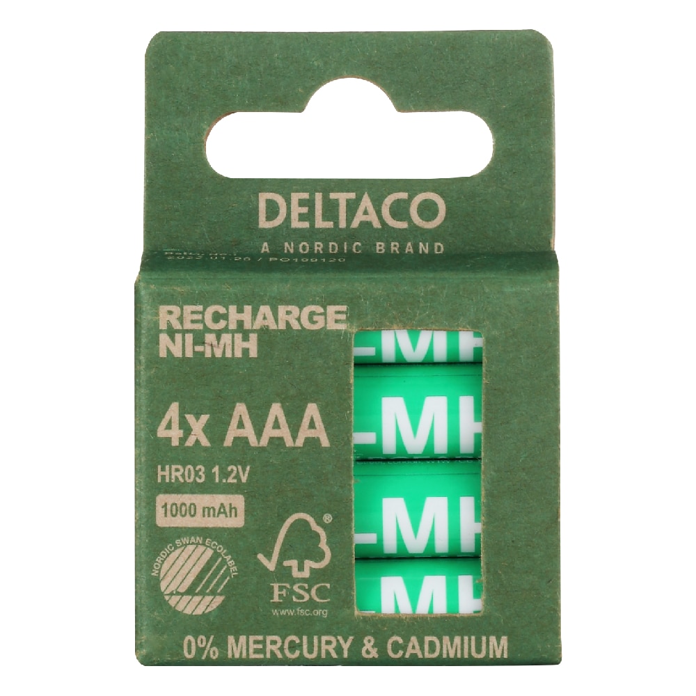 Deltaco Opladelige AAA-batterier 1000 mAh (LR03) - 4-pak
