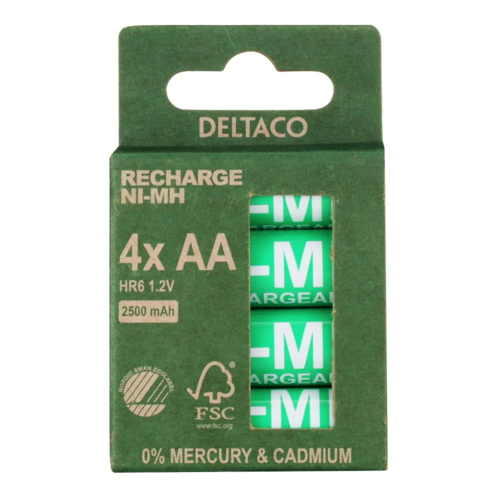 Deltaco Opladelige AA-batterier 2500 mAh (LR6) - 4-pak