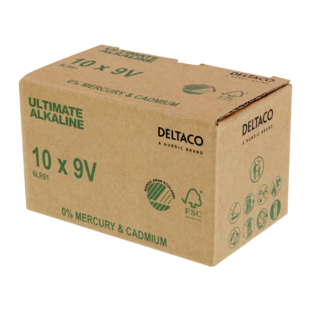Deltaco 9V-batterier (6LR61) - 10-pak