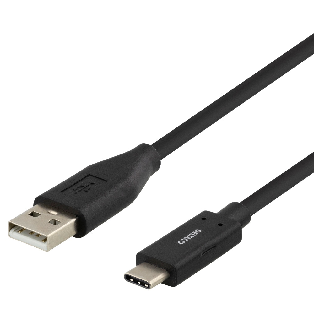 Deltaco USB-A til USB-C-kabel 1 m - Sort