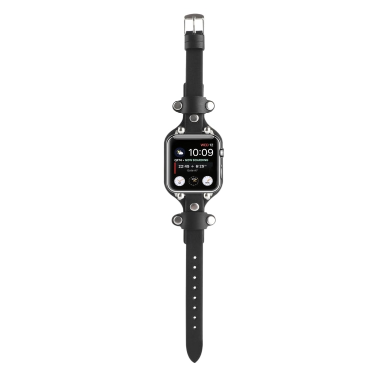 Læderrem til  Apple Watch Series 7 41mm,  6 / SE / 5 / 4 40mm, 3 / 2 / 1 38mm - Sort