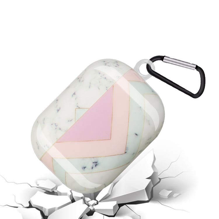Foderal med rosa/hvidt marmormotiv til AirPods Pro