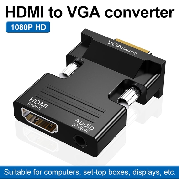 HDMI-hun til VGA-han med AUX-udtag