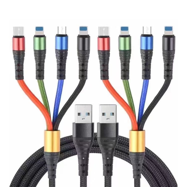 4-i-1 Ladekabel USB-C med Micro-USB,  USB-C og 2 Lightning-udtag
