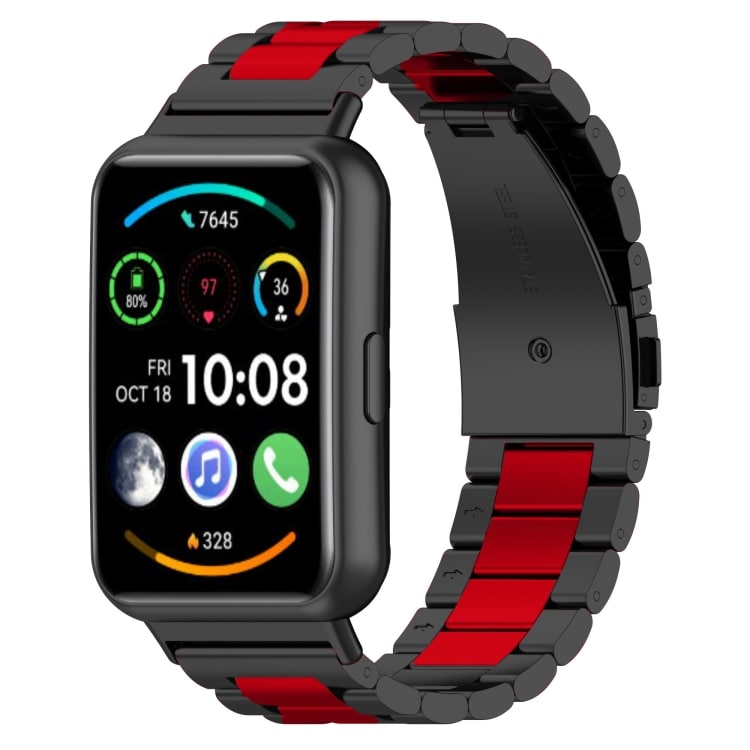 Metalrem til Huawei Watch Fit 2 - sort/rød