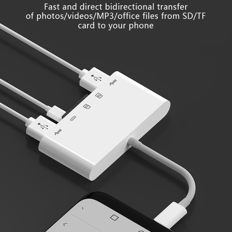 5-i-1 USB-C til SD, TF, USB-C og 2xUSB-A