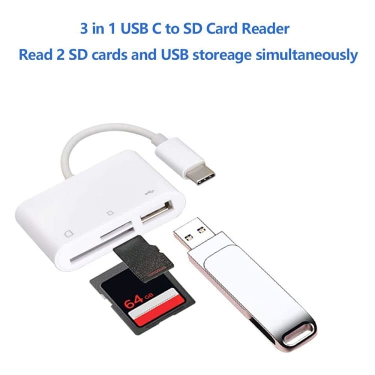 3-i-1 USB-C til SD, TF og USB-A