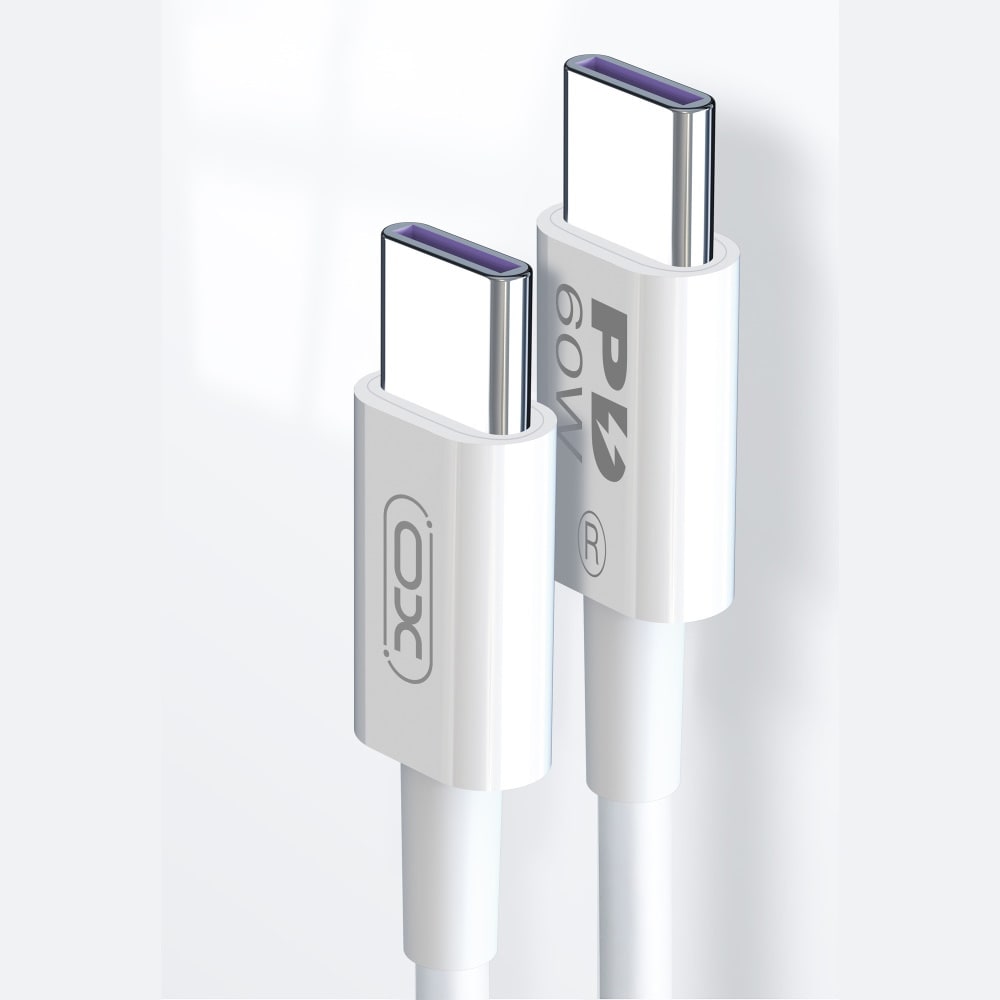 XO USB-C - USB-C 1,0 m 60 W - hvid