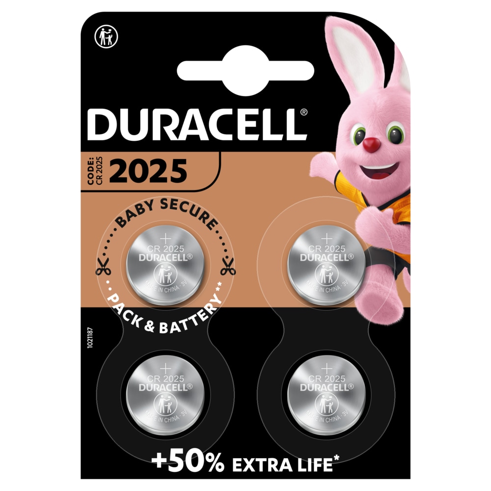 Duracell Knapcellebatteri CR2025 4-pak