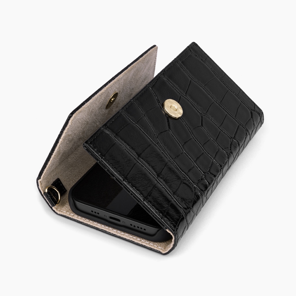 IDEAL OF SWEDEN Pung-cover Black Croco til iPhone 12/12 Pro
