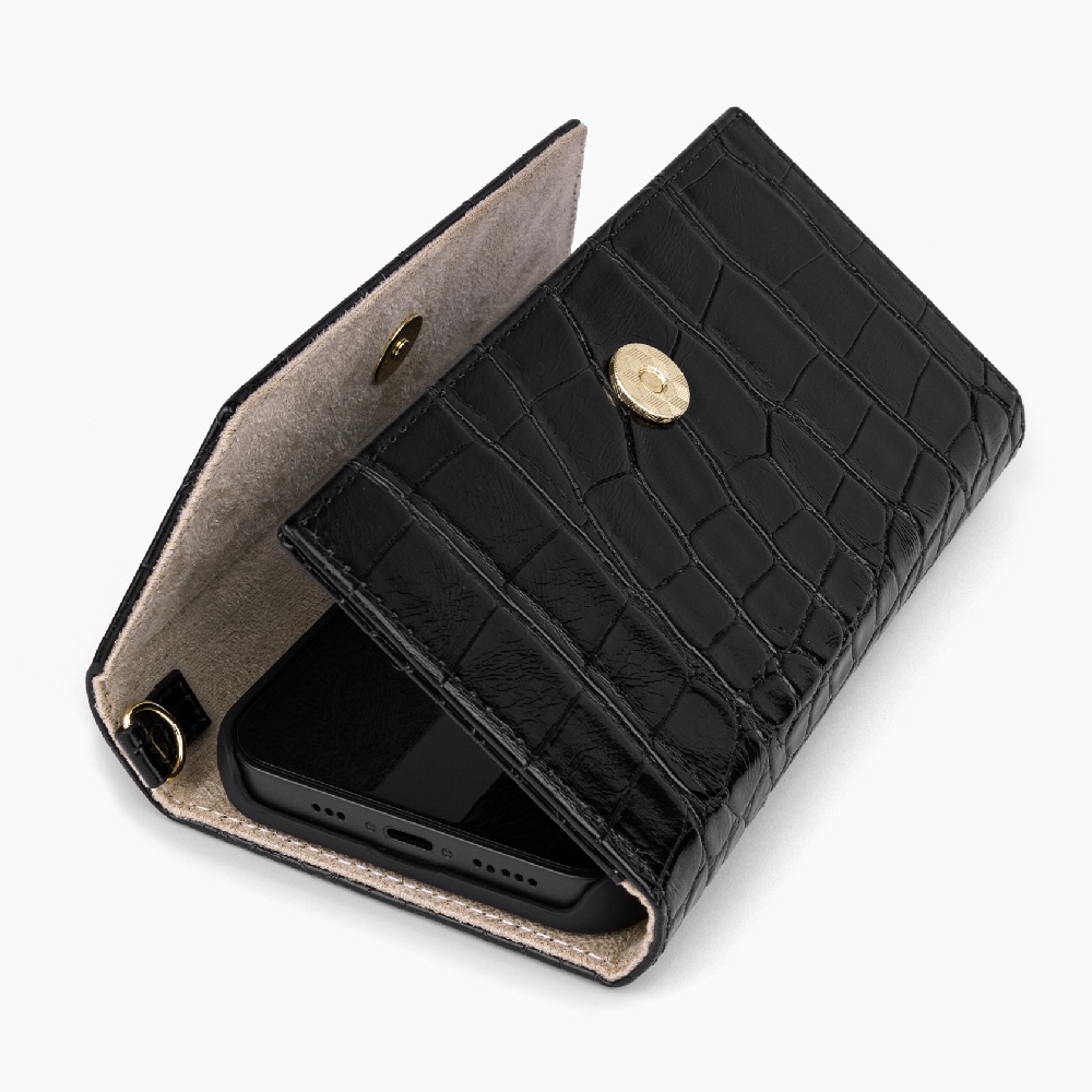 IDEAL OF SWEDEN Pung-cover Black Croco til iPhone 13