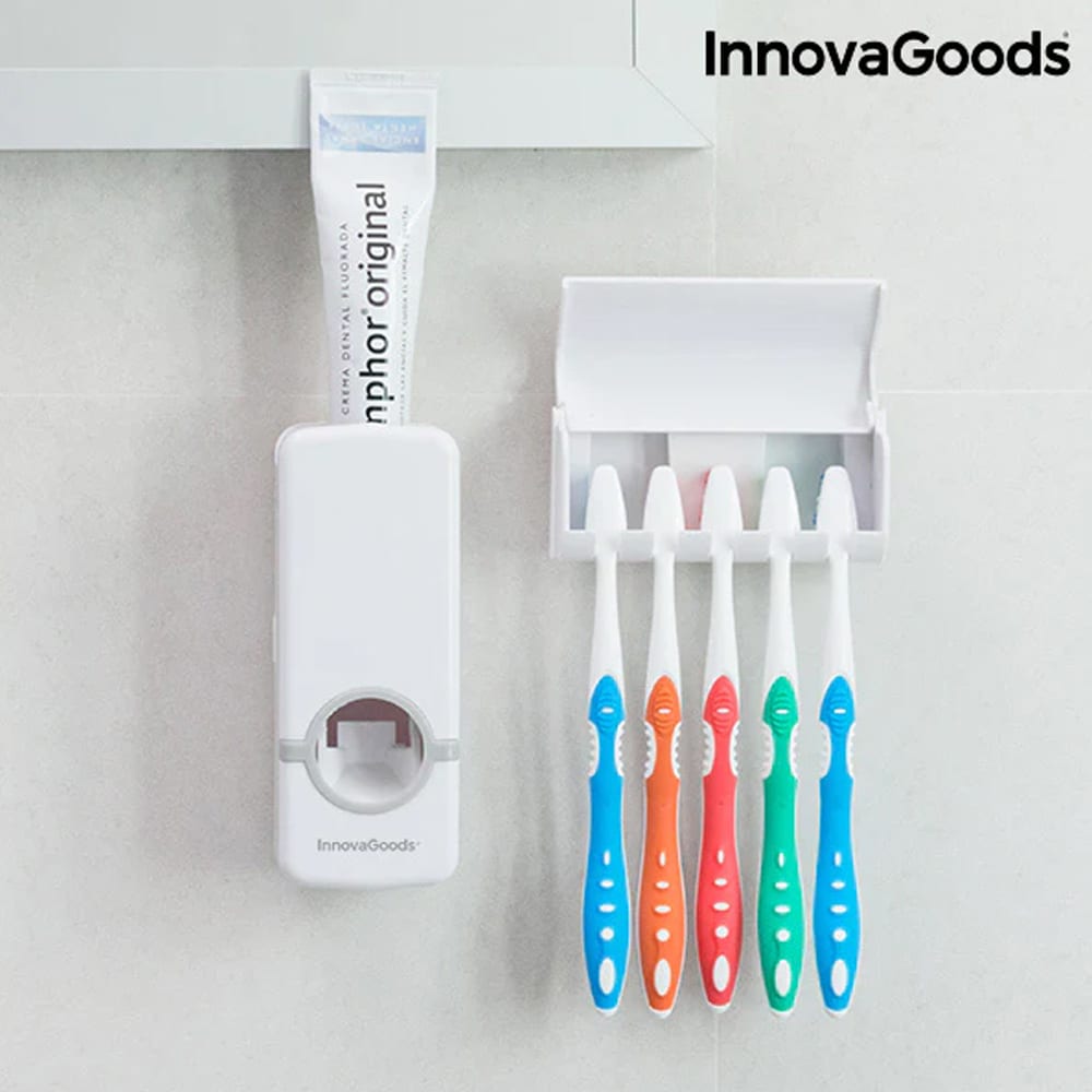 Tandpastadispenser med tandbørsteholder
