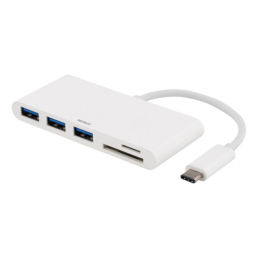 Deltaco USB-Hubb USB Typ C till 3XUSB & Hukommelseskortlæser