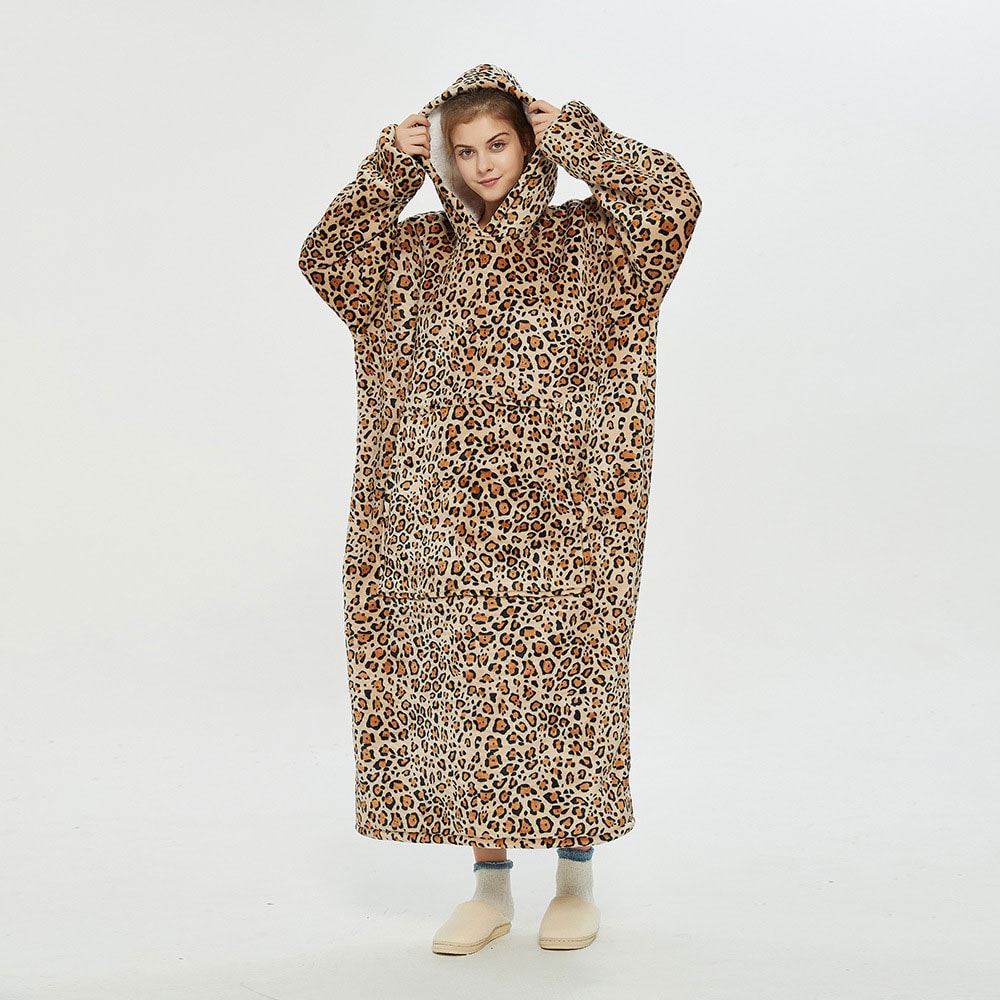 Oversized hoodie - Leopardmønster 120cm