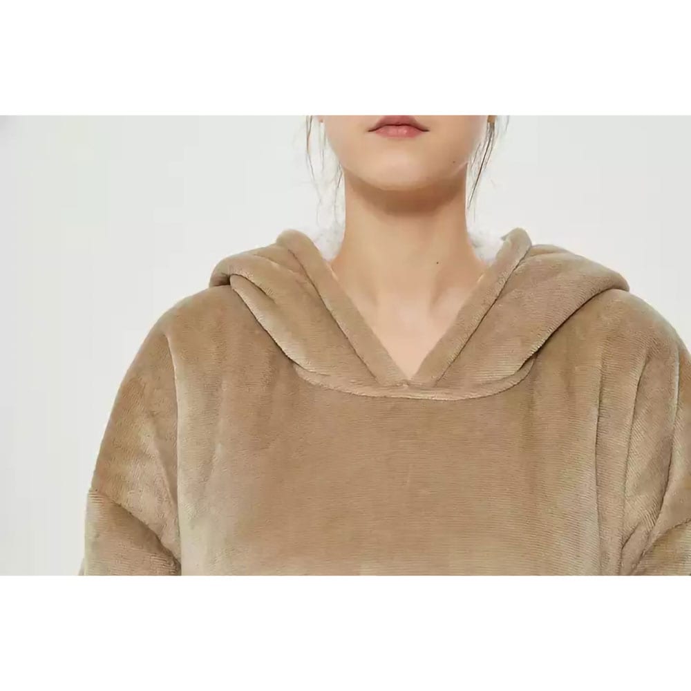 Oversized hoodie med  med lynlås - Khaki 96cm