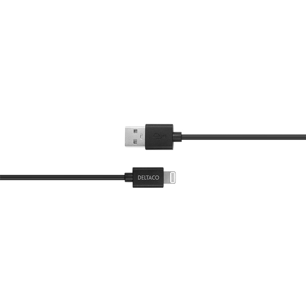 Deltaco USB til Lightning kabel MFi 1m Sort