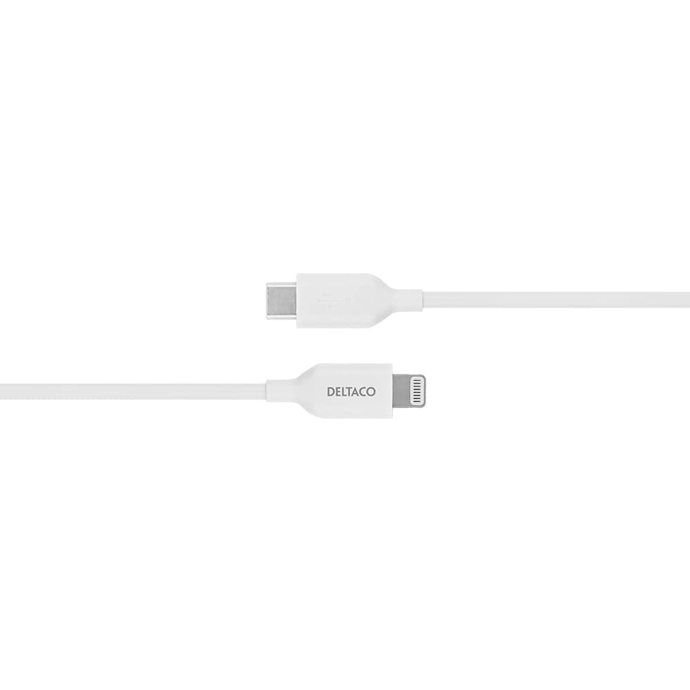 Deltaco USB-C till Lightning kabel, MFi C94, 1m, Hvid