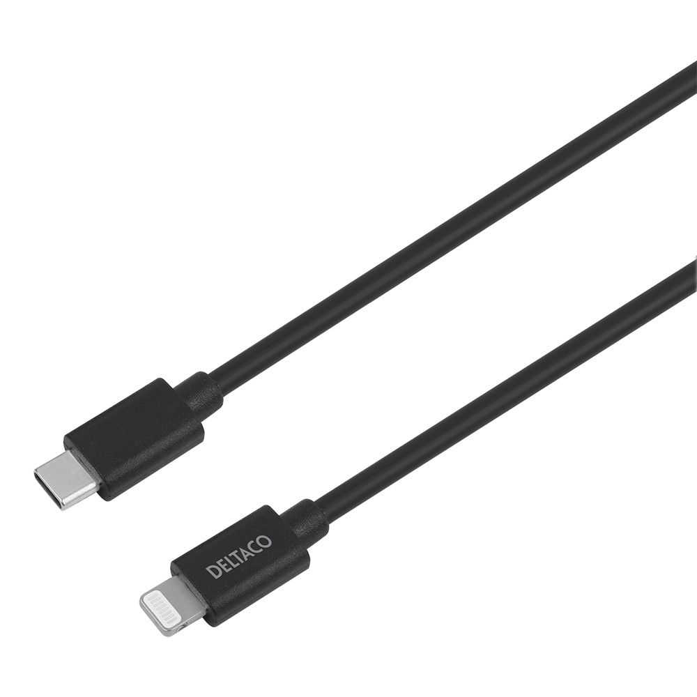 Deltaco USB Typ-C Biloplader 20W PD med USB Typ-C til lightningkabel