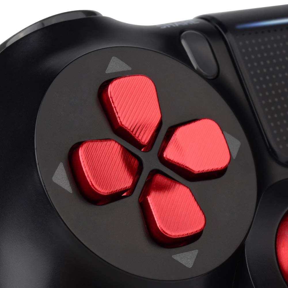 Tommelfingergreb og knapper i metal til håndkontrol til PS4 - rød
