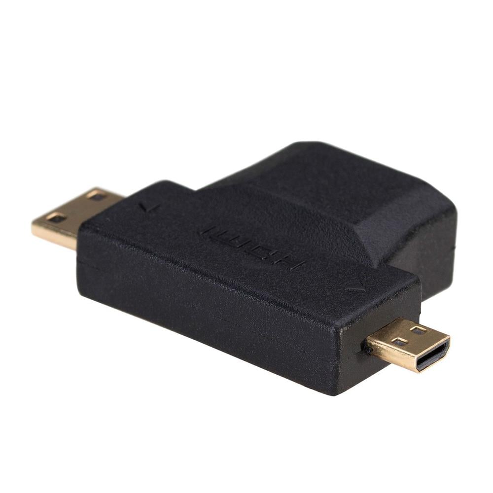 Akyga Adapter HDMI-hun - Mini-HDMI-han+Micro-HDMI-han - Sort
