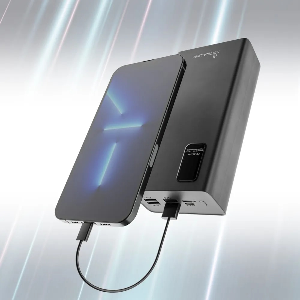 Extralink Powerbank EPB-069, 30000mAh USB-C - Sort