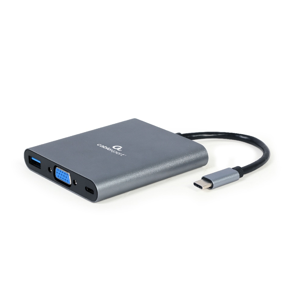 Cablexpert USB-C Dockingstation 6-i-1 med USB, HDMI, VGA, Micro-SD/SD, PD, 3.5mm