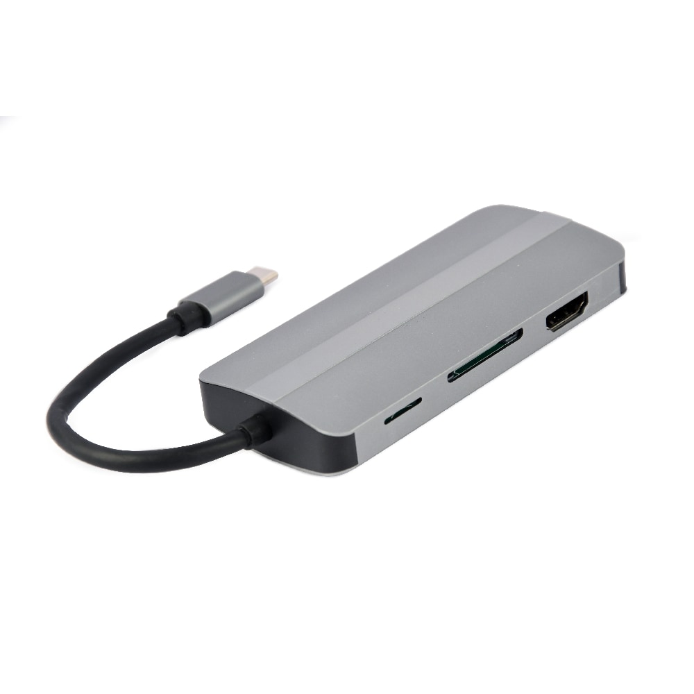 Cablexpert USB-C Dockingstation 8-i-1 med 2xUSB, HDMI, VGA, PD, Micro-SD/SD, 3.5mm