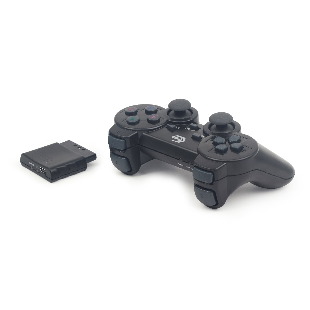 Gembird Dual Vibration Trådløs controller til PC, Playstation 2 og 3 - Sort