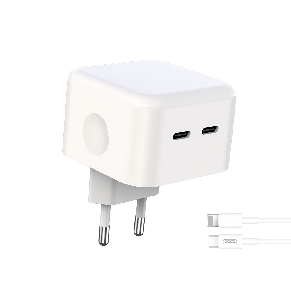 XO USB-lader PD 35W 2x USB-C med iPhone-kabel
