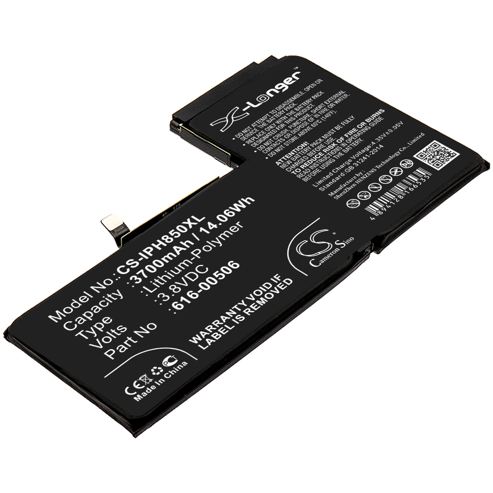 Batteri til SmartPhone, Mobil til Apple iPhone Xs Max, A1921, A2100 osv.