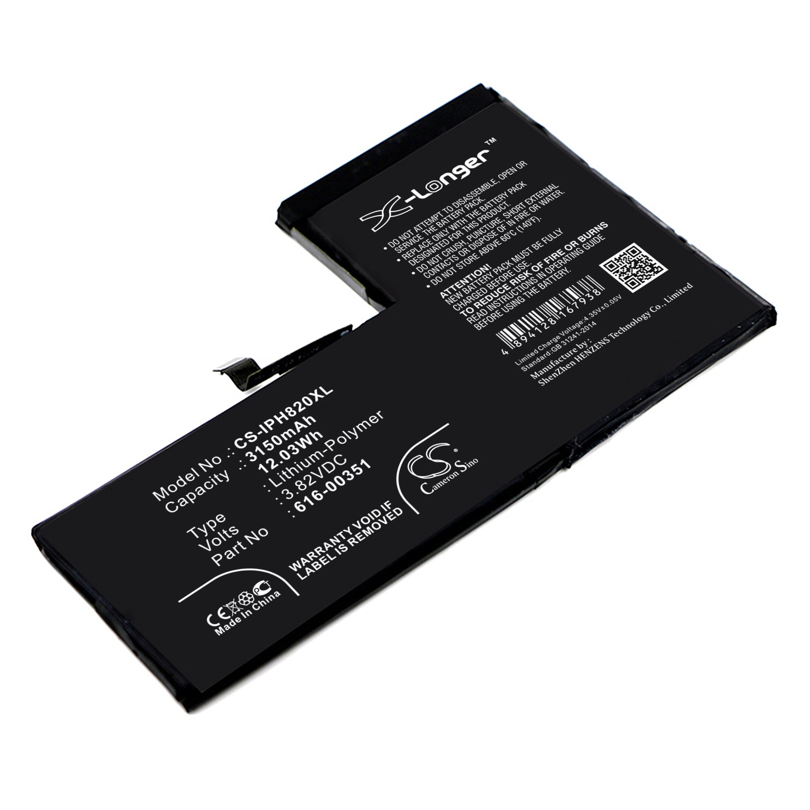 Batteri til SmartPhone, mobil til Apple iPhone X, MQA62LL/A, MQA92LL/A osv.