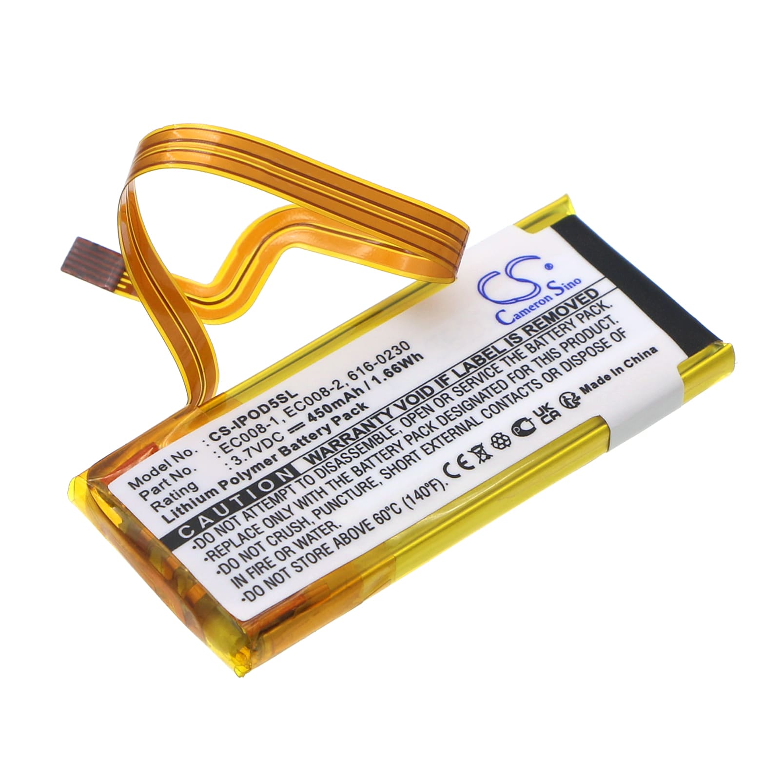 Batteri til medieafspiller til Apple iPOD Video 30GB, iPOD classic 80GB osv.